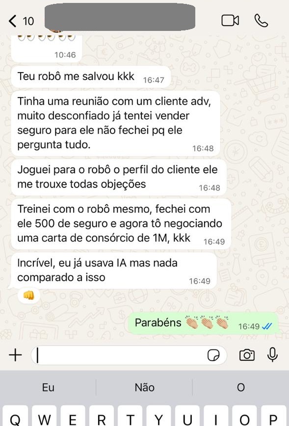 Aluno — robô fechando seguro 500 + consórcio 1M